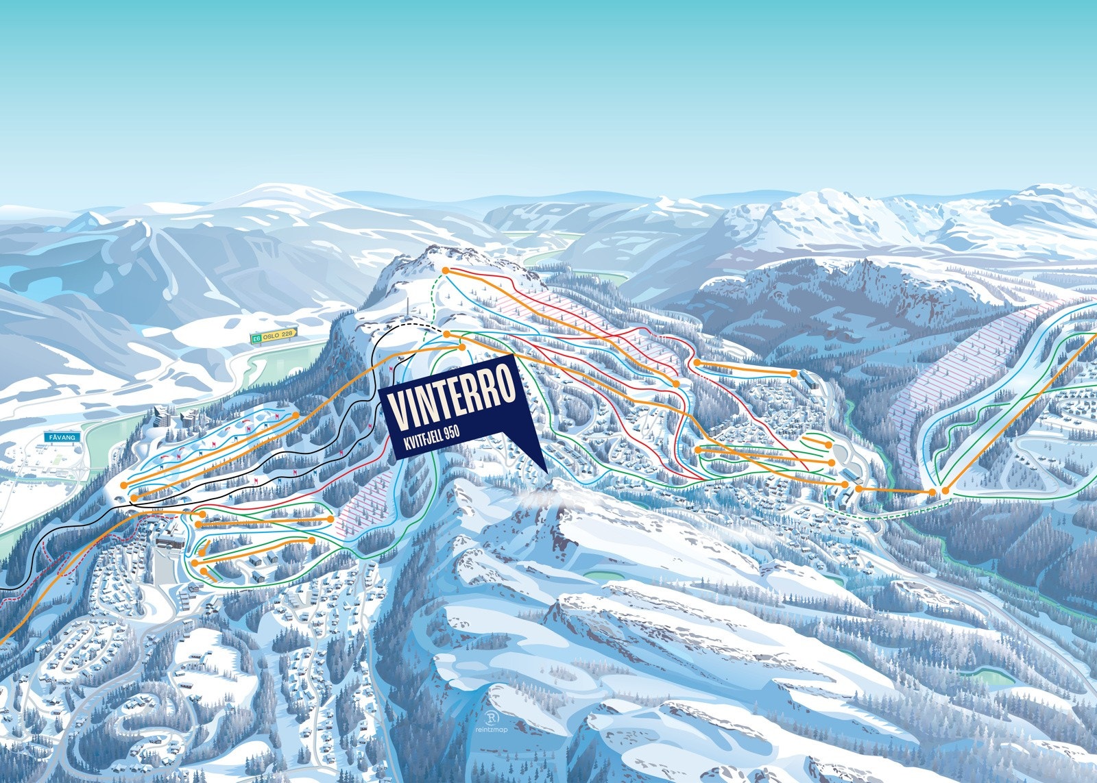 Løypekart med Vinterro markert. Galleribilde