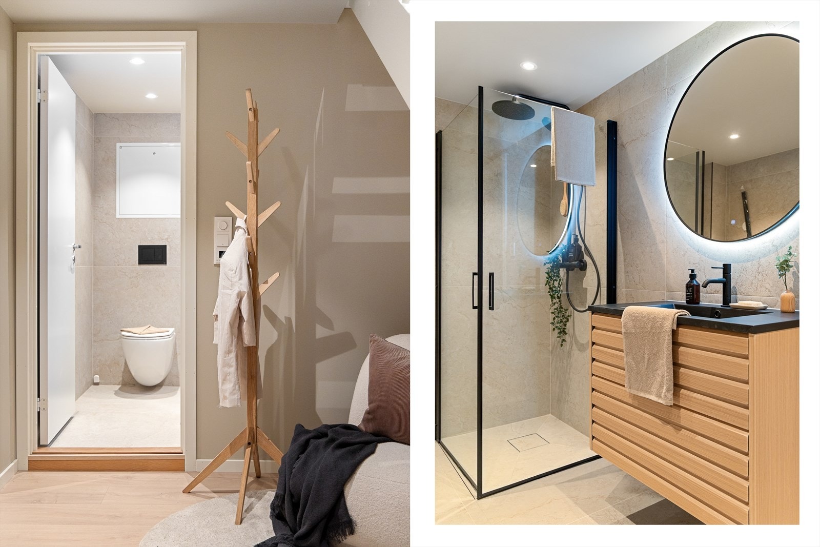 Elegant helfliset bad i underetasjen som også ble renovert i 2025 Galleribilde