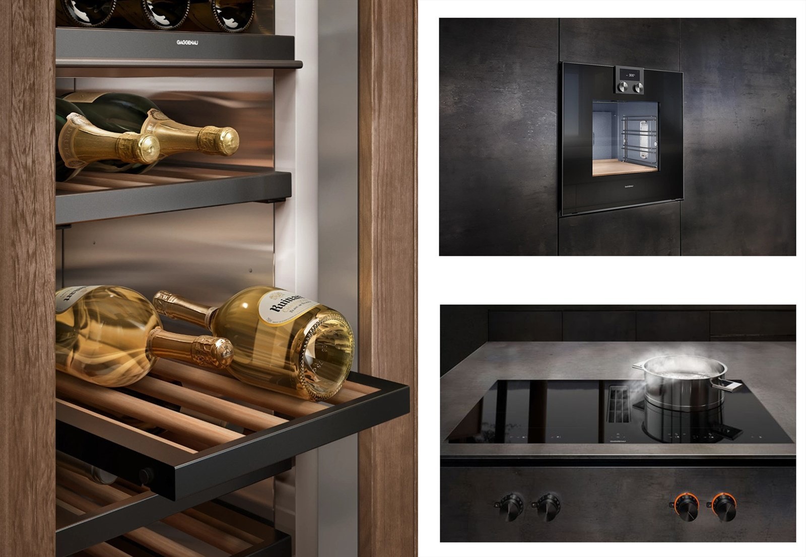 Toppmodeller fra Gaggenau inkl. stort vinskap (Serie 400). Svært høy kvalitet Galleribilde