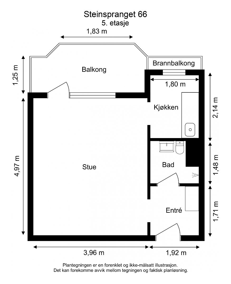 Plantegning med mål. Galleribilde