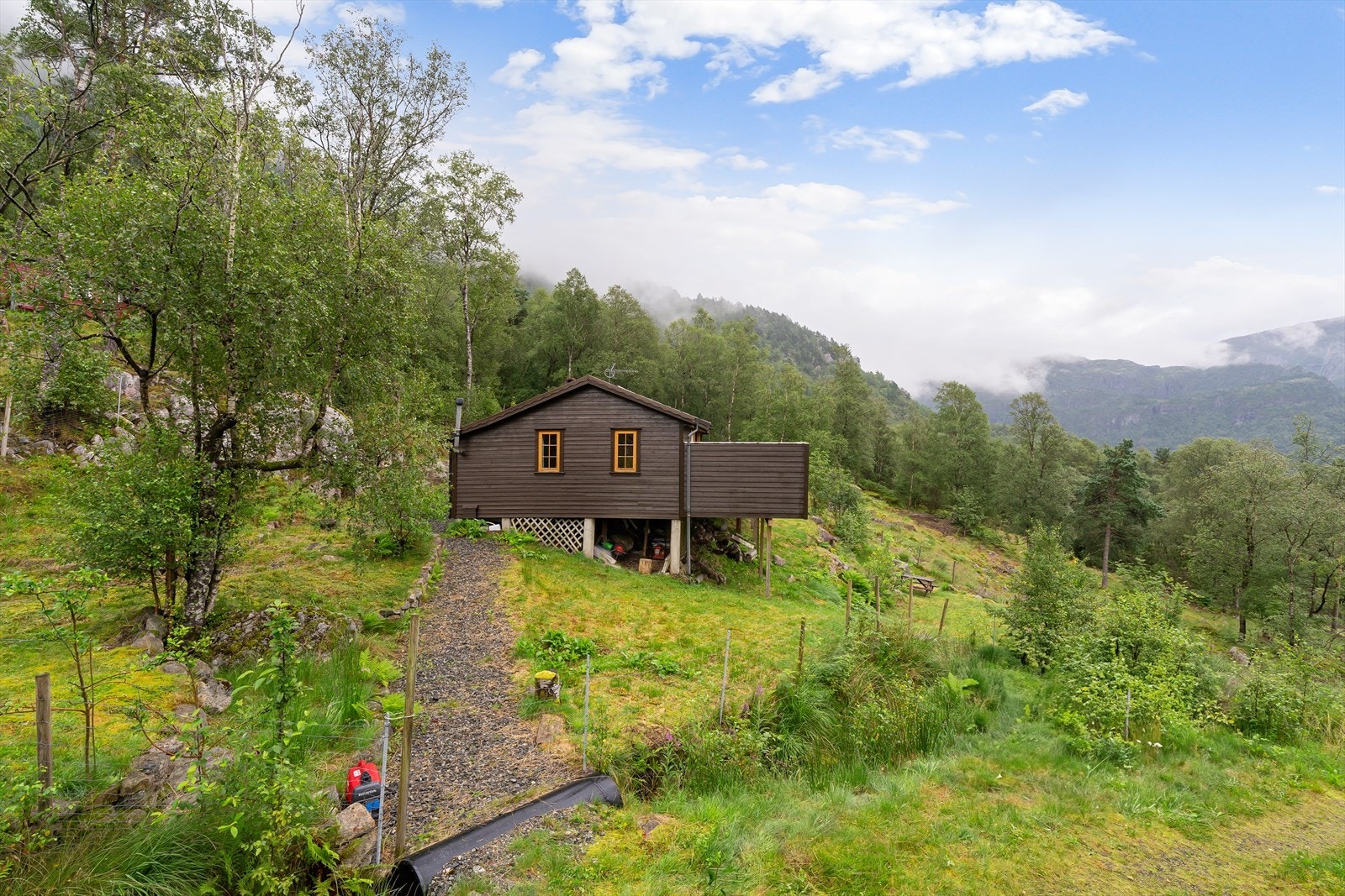 Parkering like ved hytta. Galleribilde