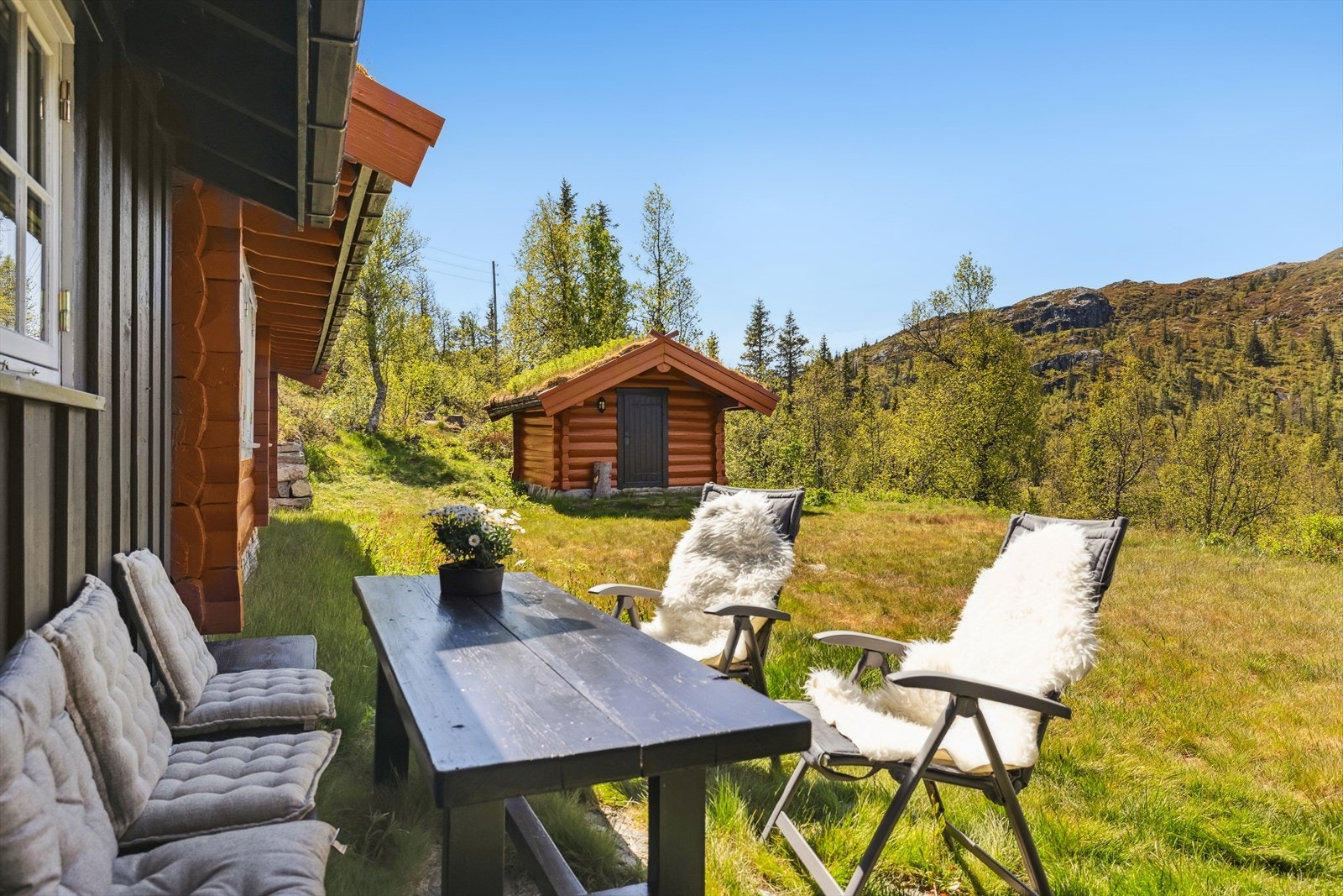 Her finner både store og små fine områder for lek, avslapning og uforstyrret hytteliv. Galleribilde