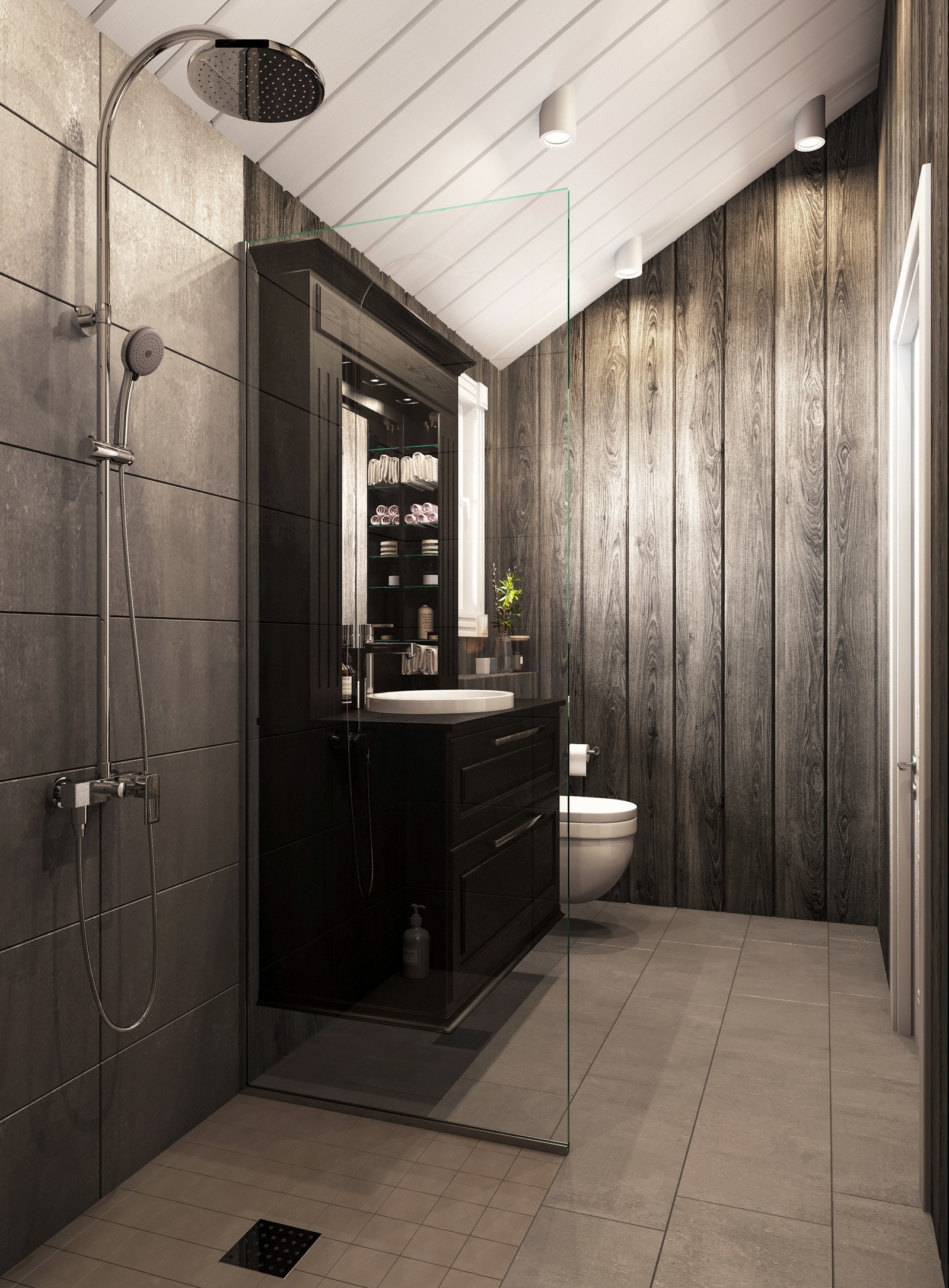 Illustrasjonsbilde bad 2. Et av badene får opplegg til vaskemaskin Galleribilde