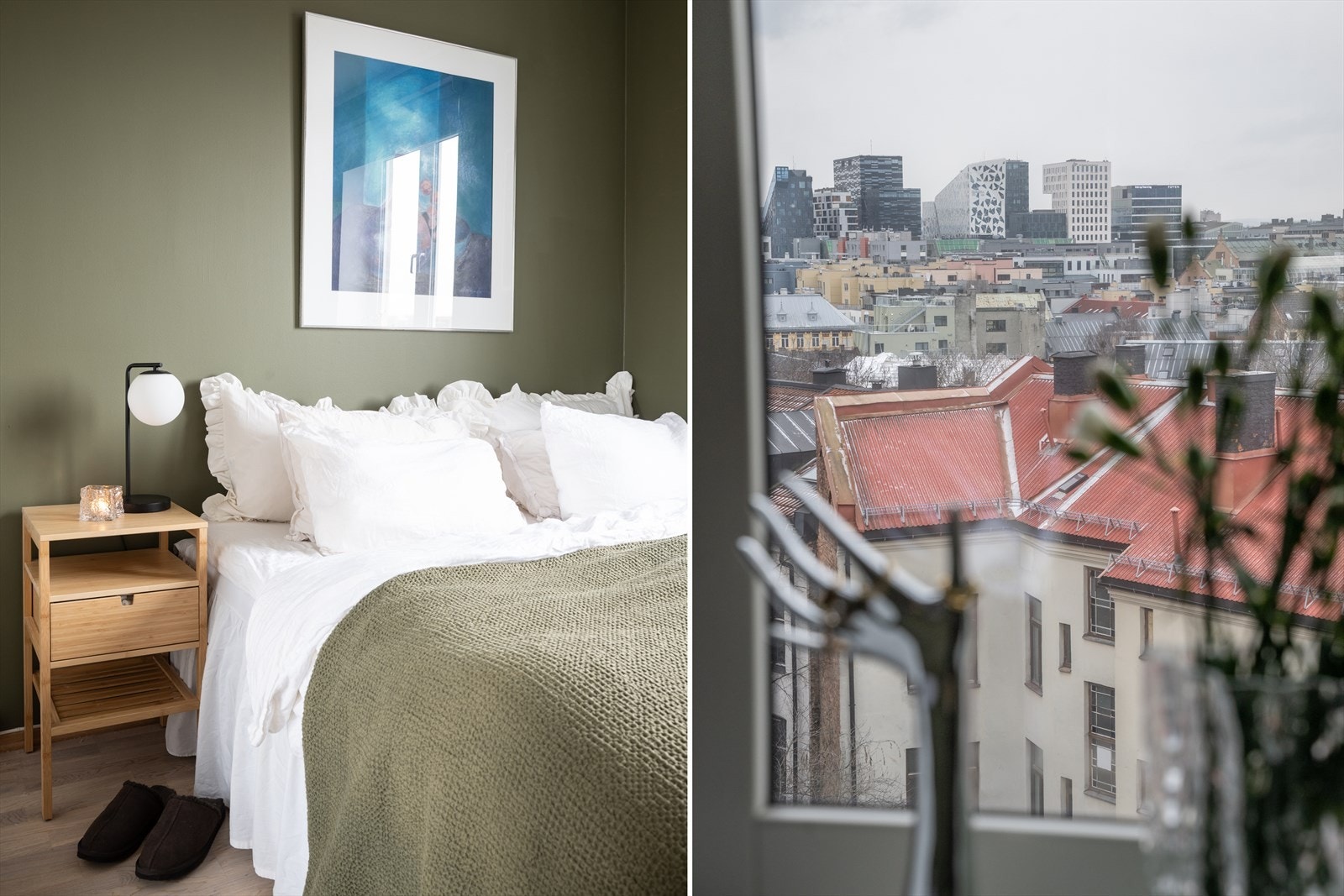 Rommet er malt i en lun, behagelig farge mot pen trestavs parkett. Galleribilde