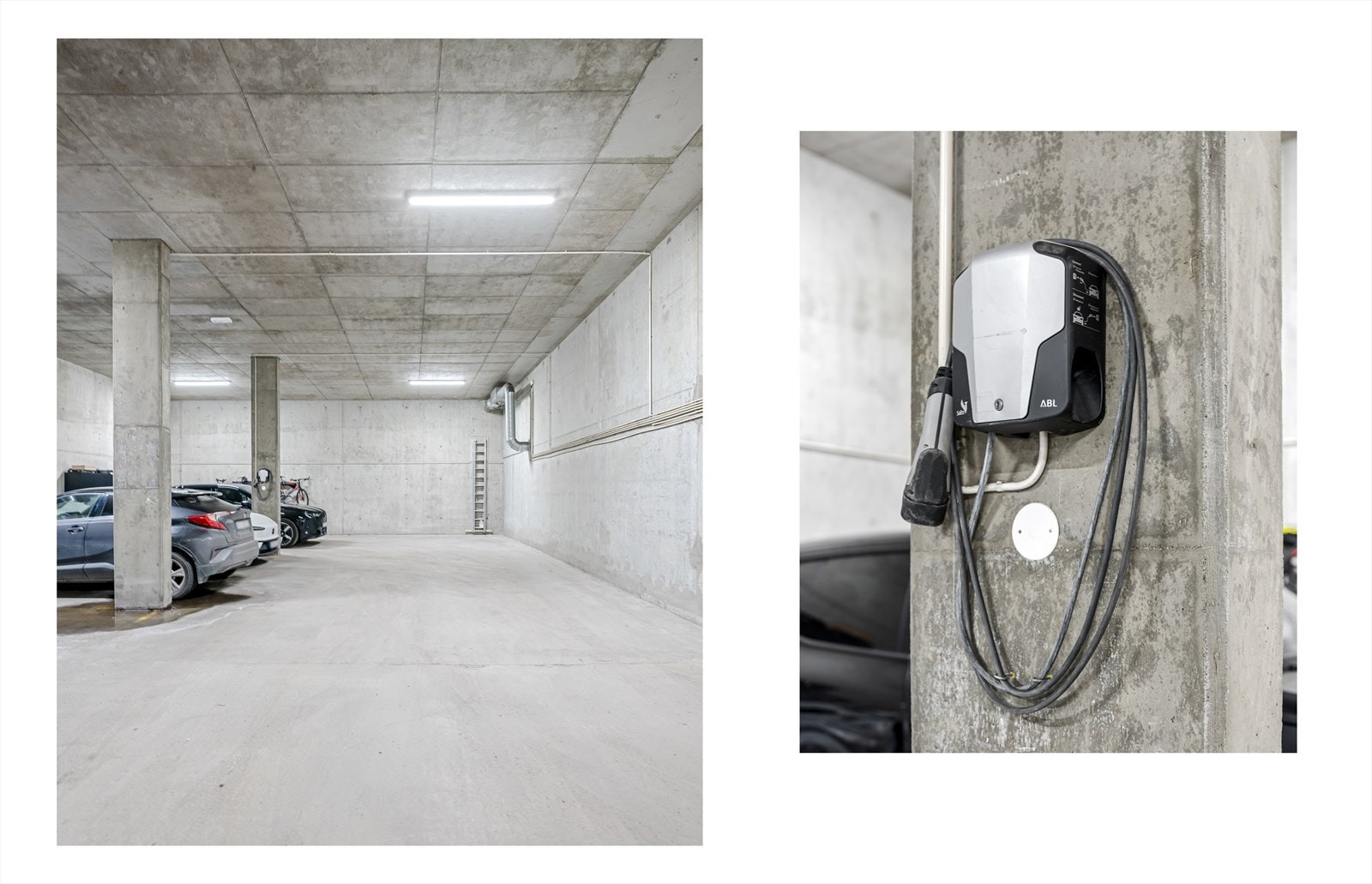 Til leiligheten medfølger garasjeplass med elbillader og sportsbod i felles garasjeanlegg. Det er innendørs adkomst fra leilighetsplan Galleribilde