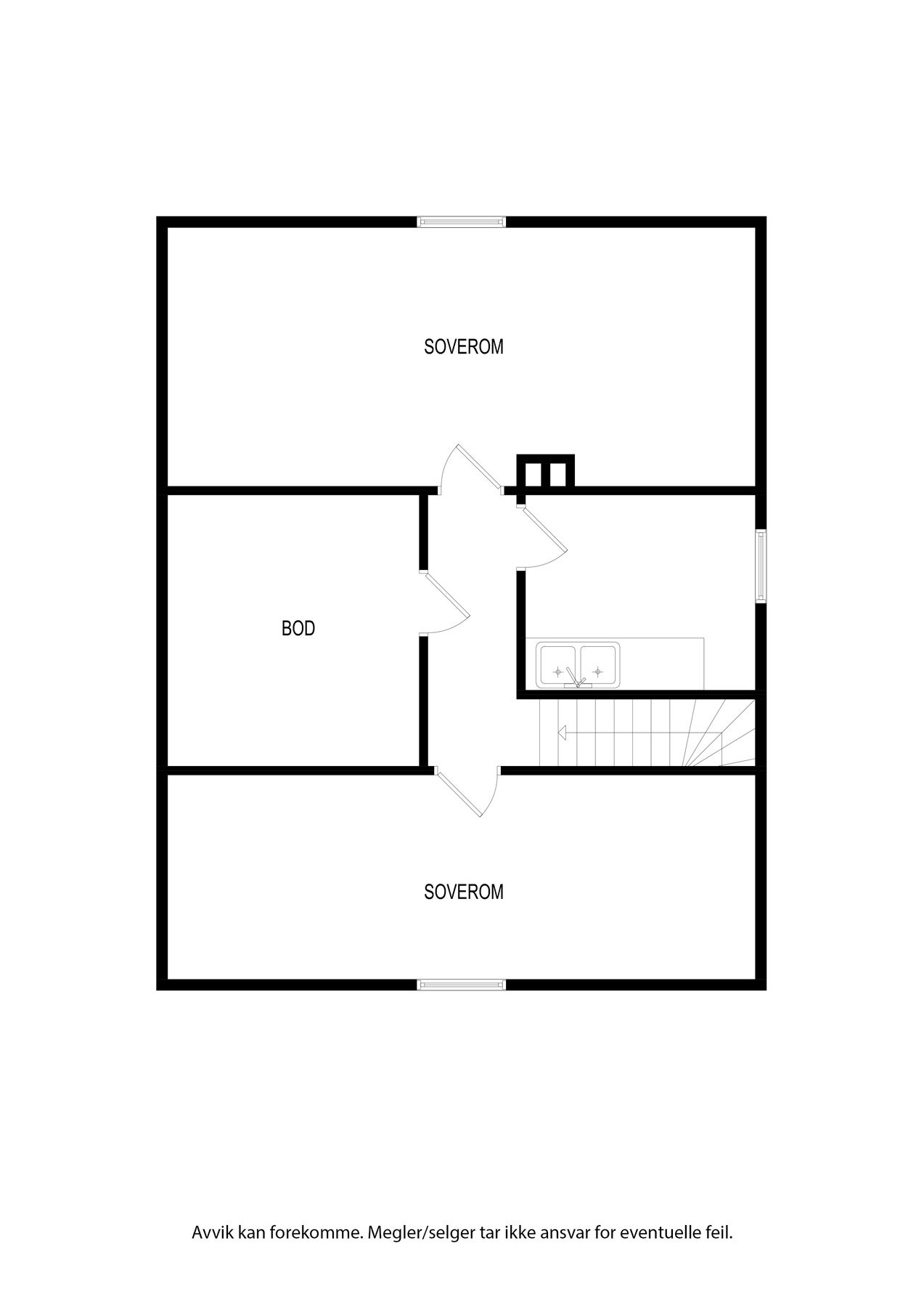 Plantegning loft. Kan avvike fra faktiske forhold. Galleribilde