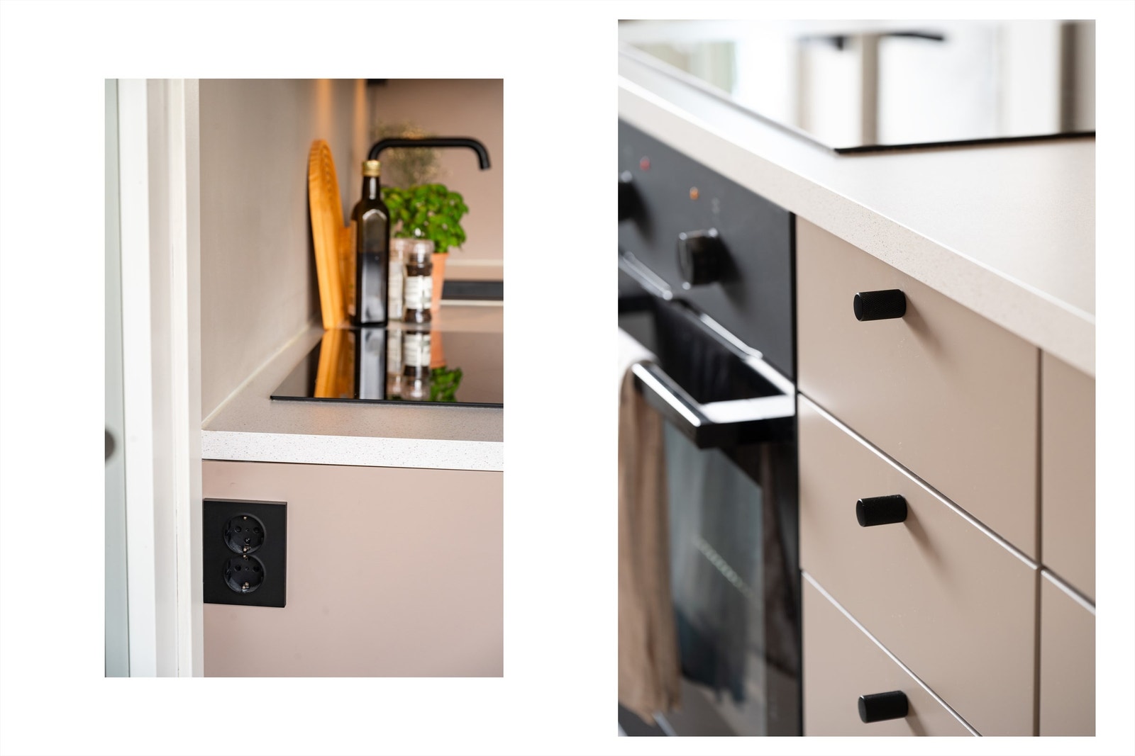 Flotte sorte detaljer på kjøkkenet. Galleribilde