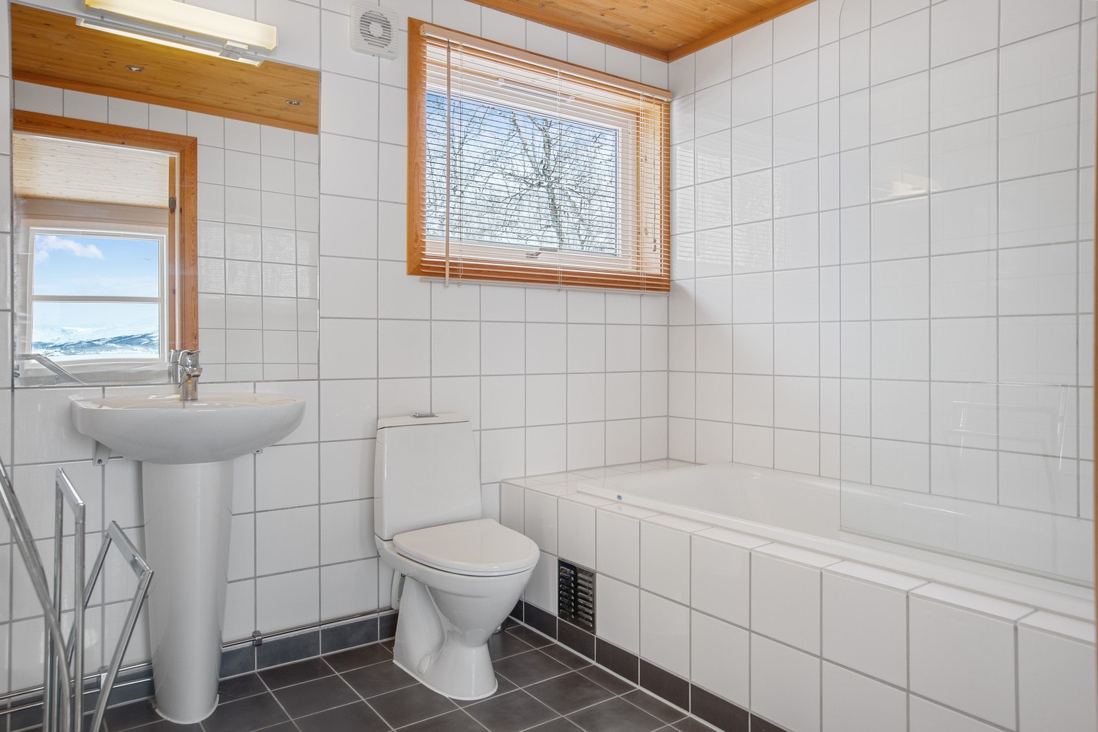 Bad med servant, toalett og badekar. Galleribilde