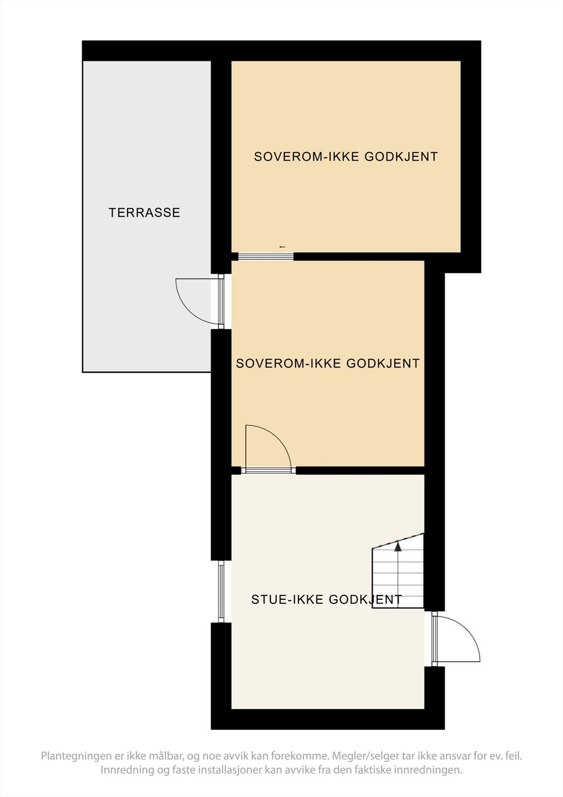 Kjelleretasjen er innredet med kjellerstue og to soverom. Rommene er ikke godkjent for varig opphold, se mer pkt. ferdigattest. Galleribilde