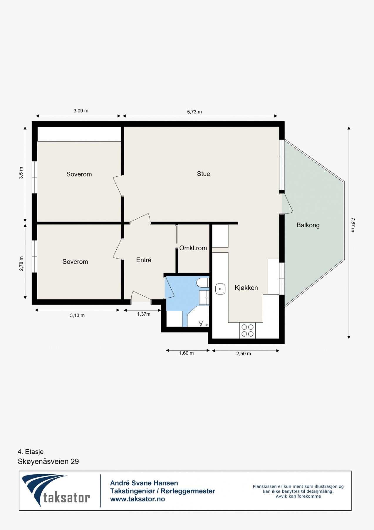 Plantegning - leiligheten ligger i 4. etasje Galleribilde