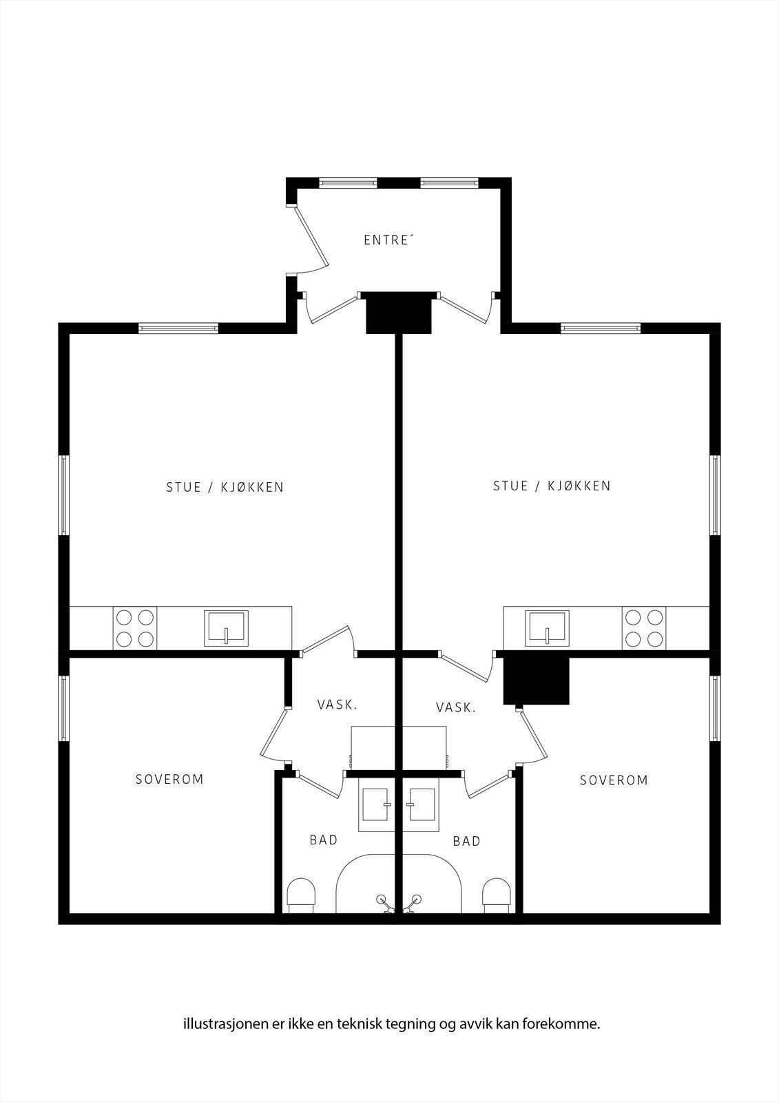 Fototegning Nedre Hauskjeneset 4 i underetasjen Galleribilde