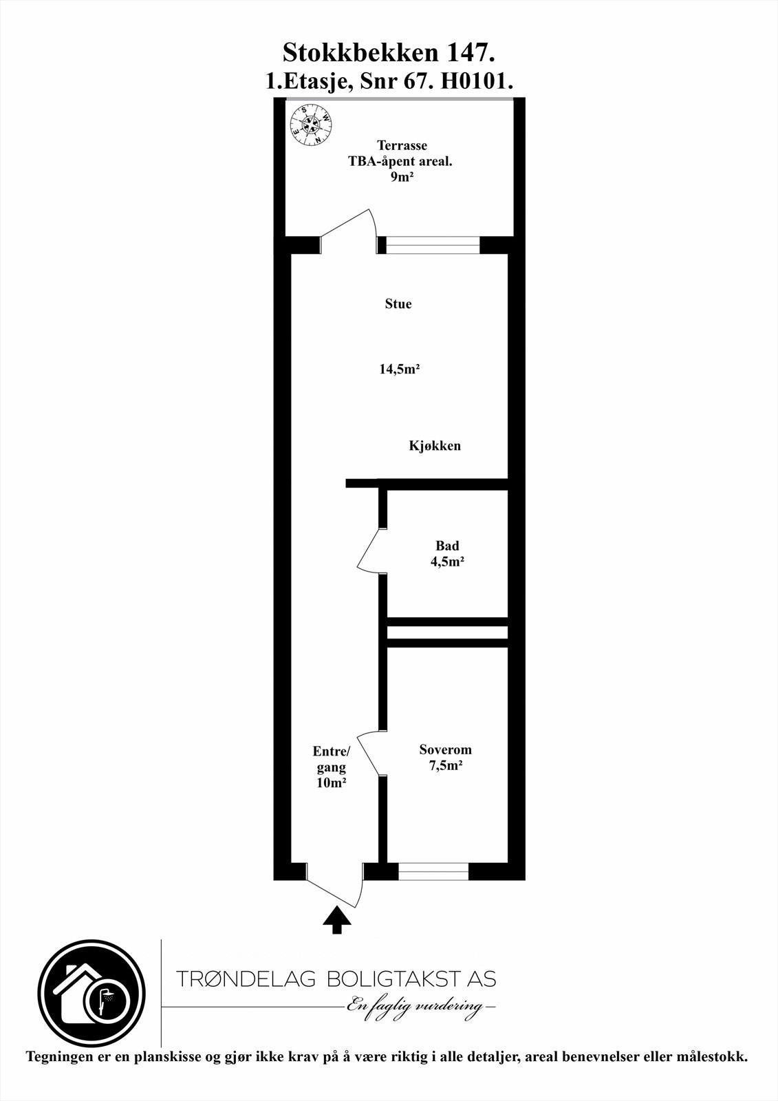 Planskisse for leiligheten i 1. etasje. Galleribilde