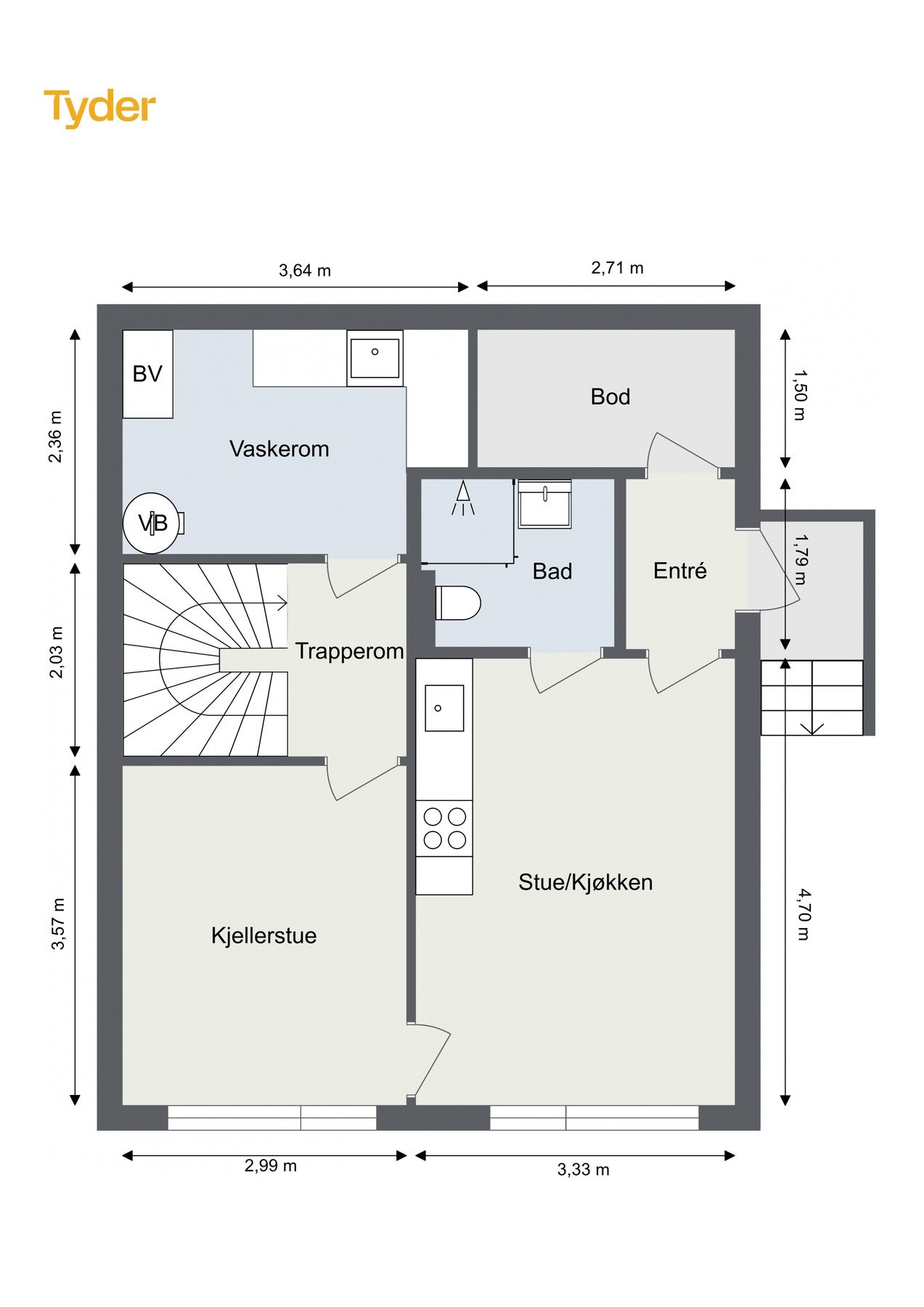 Plantegning - Underetasje. Galleribilde