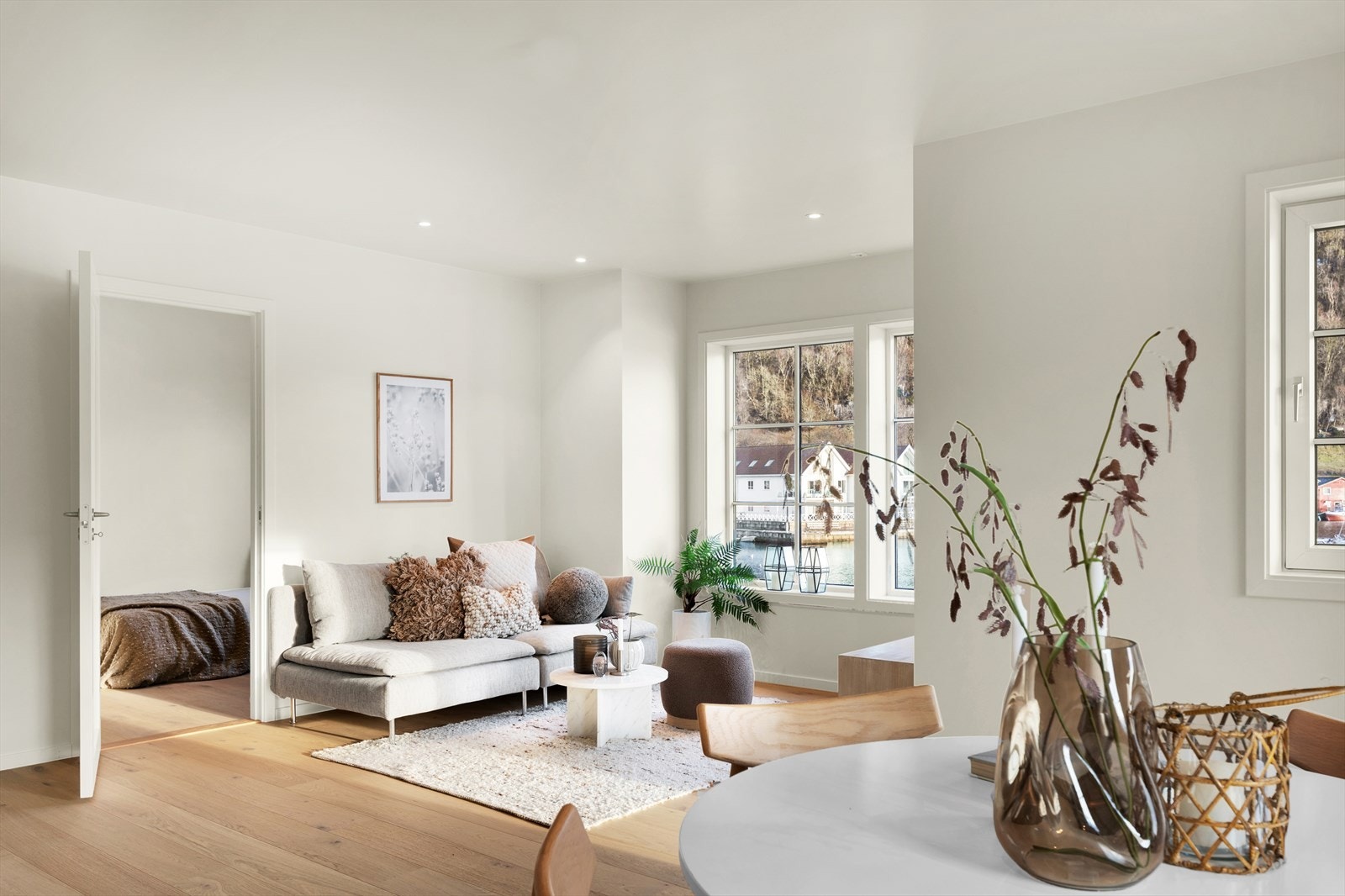 Stue - enstavs parkett på gulv Galleribilde