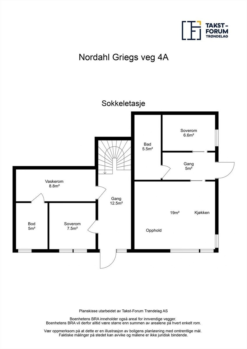 Planløsning. Godkjent utleiedel til høyre. Galleribilde