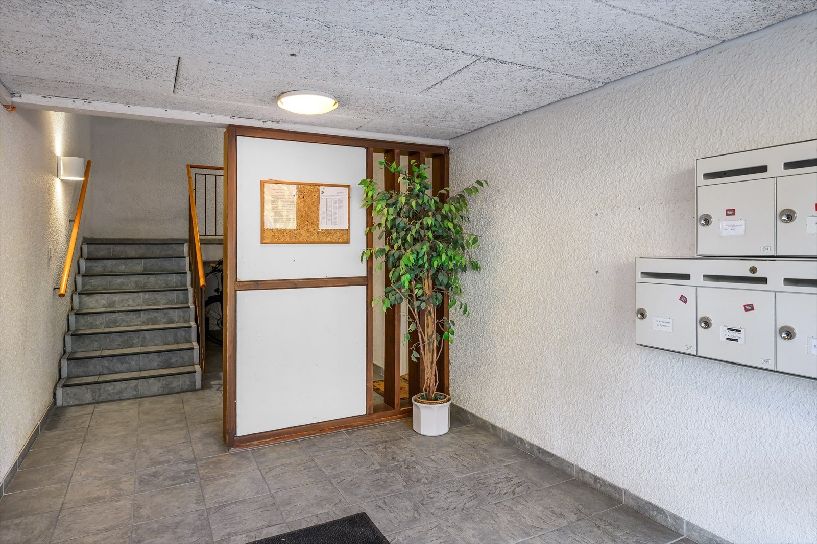 Felles inngangsparti med postkasser. Galleribilde