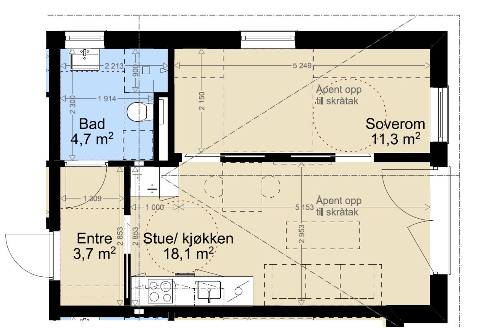 Plantegning 4. etasje leilighet H0402. Galleribilde
