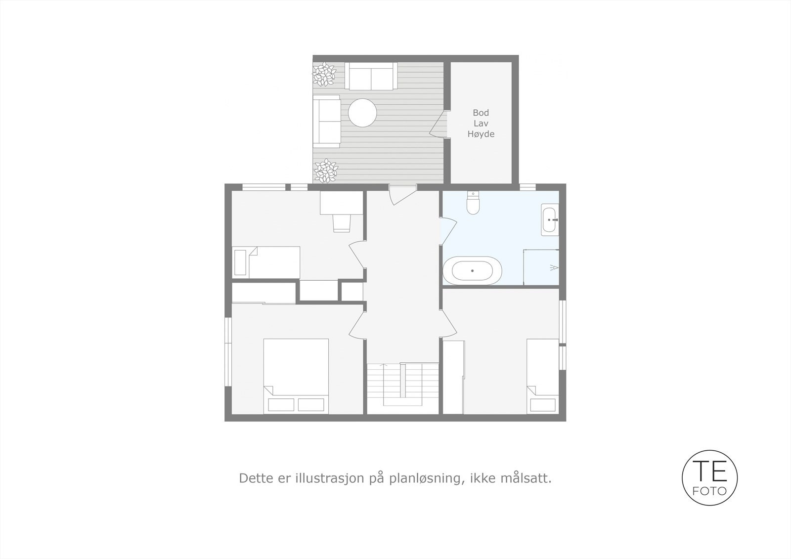 Illustrert plantegning 2. etasje Galleribilde