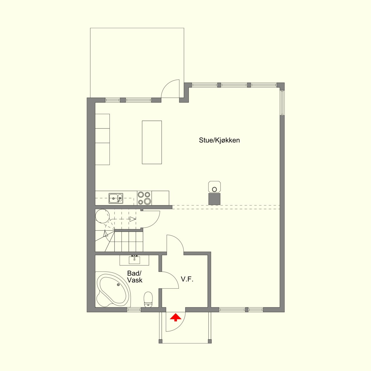 Plantegning første etasje. Galleribilde