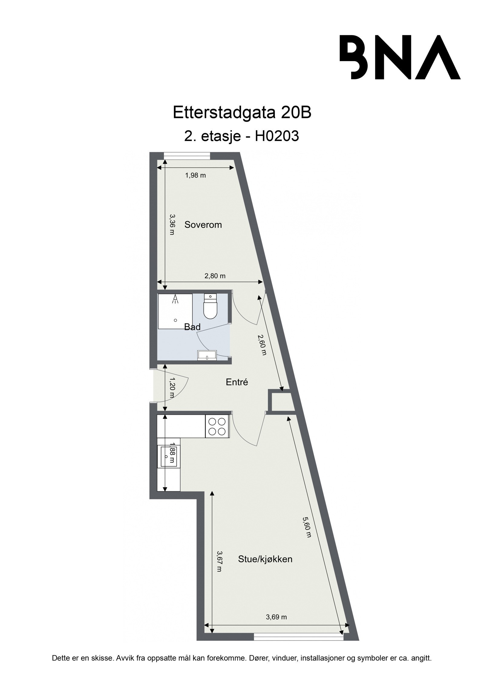 Plantegning - Leiligheten disponerer også en kjellerbod på ca. 2 kvm Galleribilde