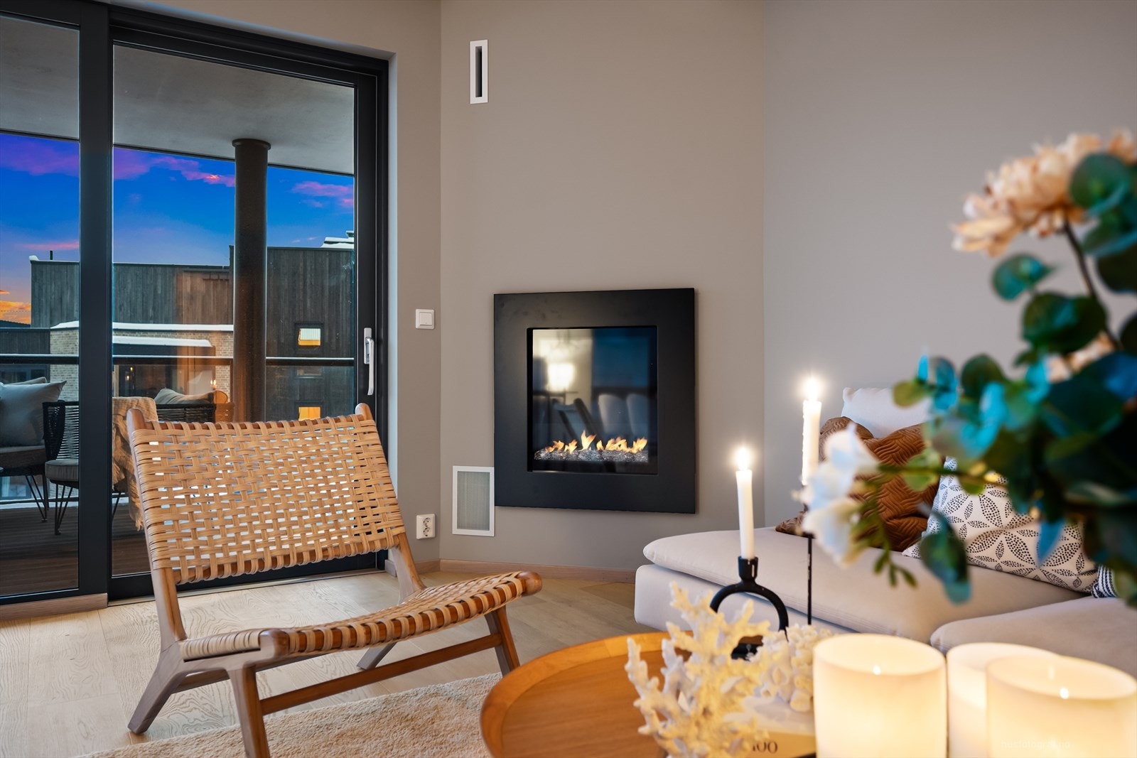 Gasspeis i stuen skaper en varm atmosfære og gir en ekstra varmekilde. Galleribilde