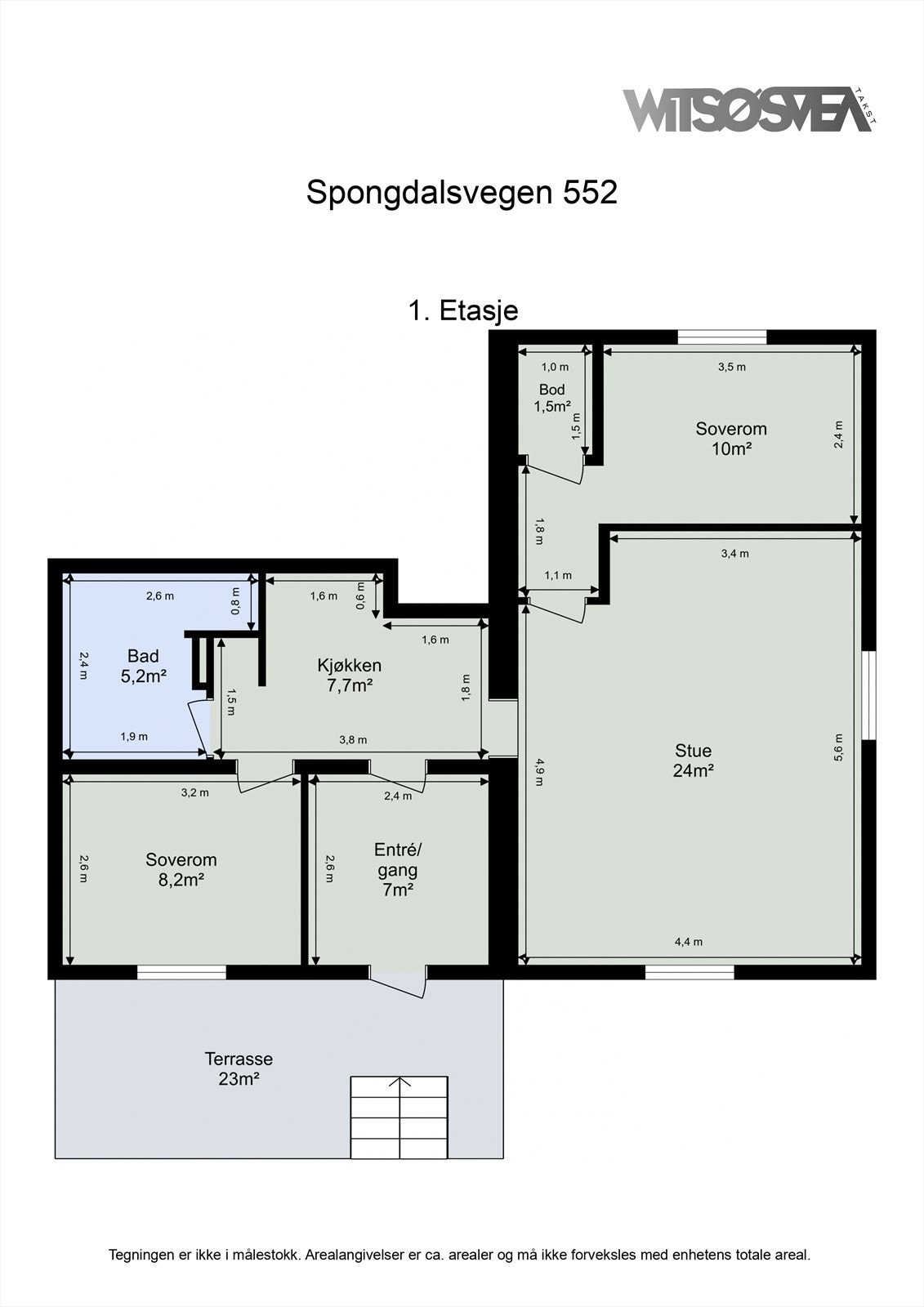 Plantegning av leiligheten i 1. etasje. Galleribilde