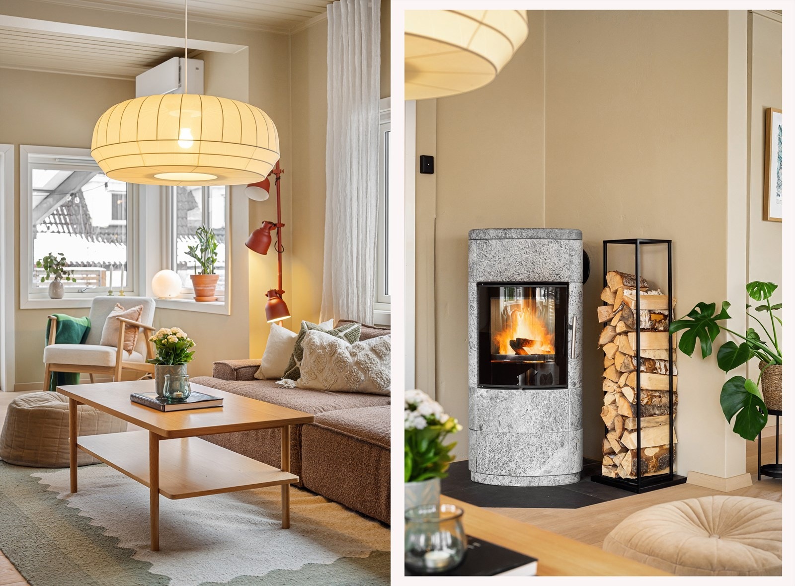 Peisovn i stue som varmer godt på kaldere dager og skaper lun stemning. Galleribilde