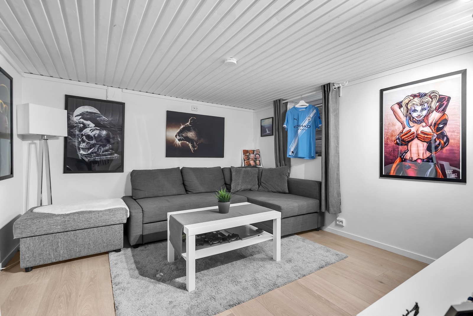 Bod innredet/brukt som kjellerstue. Rommet er ikke godkjent til varig opphold/beboelse. Galleribilde