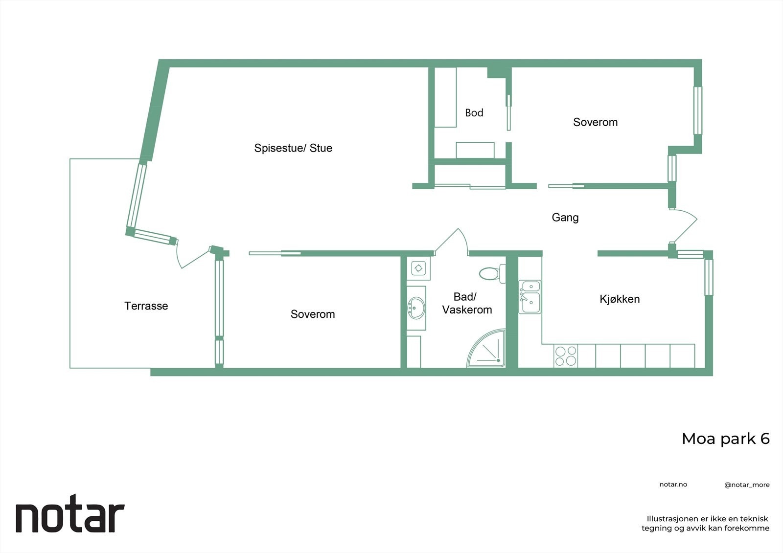 Leiligheten har en praktisk planløsning med stue og spisestue som har utgang til terrasse. Galleribilde