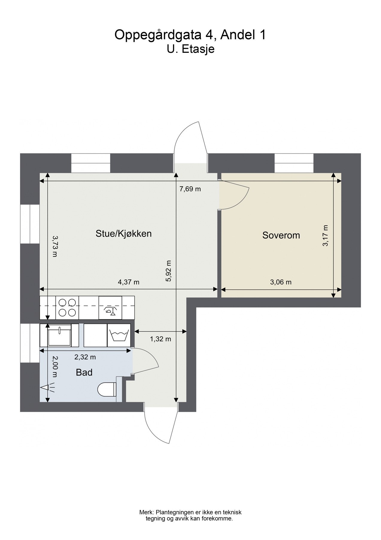 Planskisse. Skissen er kun ment som en illustrasjon og er ikke målbar. Galleribilde