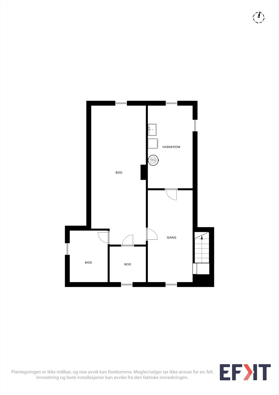 Underetasjen består av vaskerom og flere boder med rikelig lagringsplass. Galleribilde