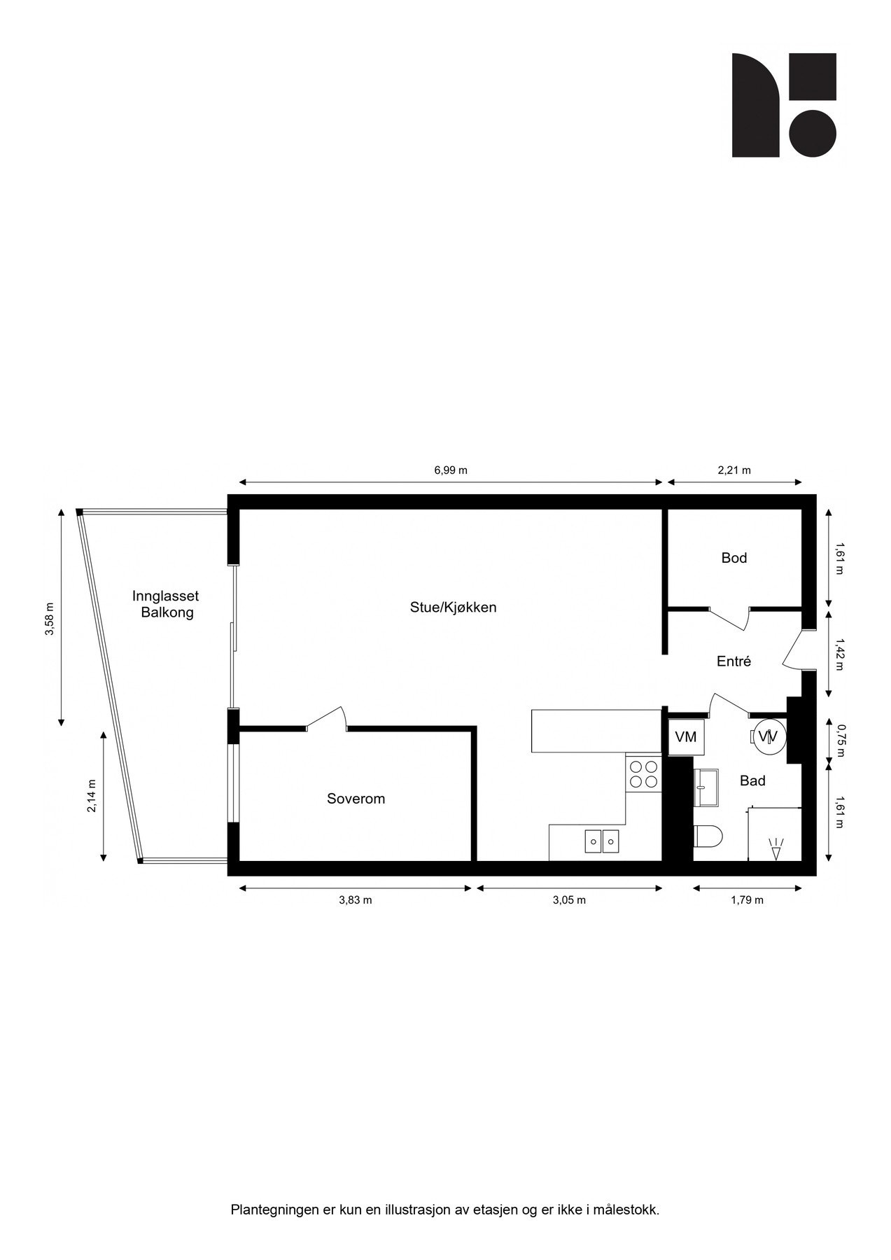 Målsatt plantegning Galleribilde