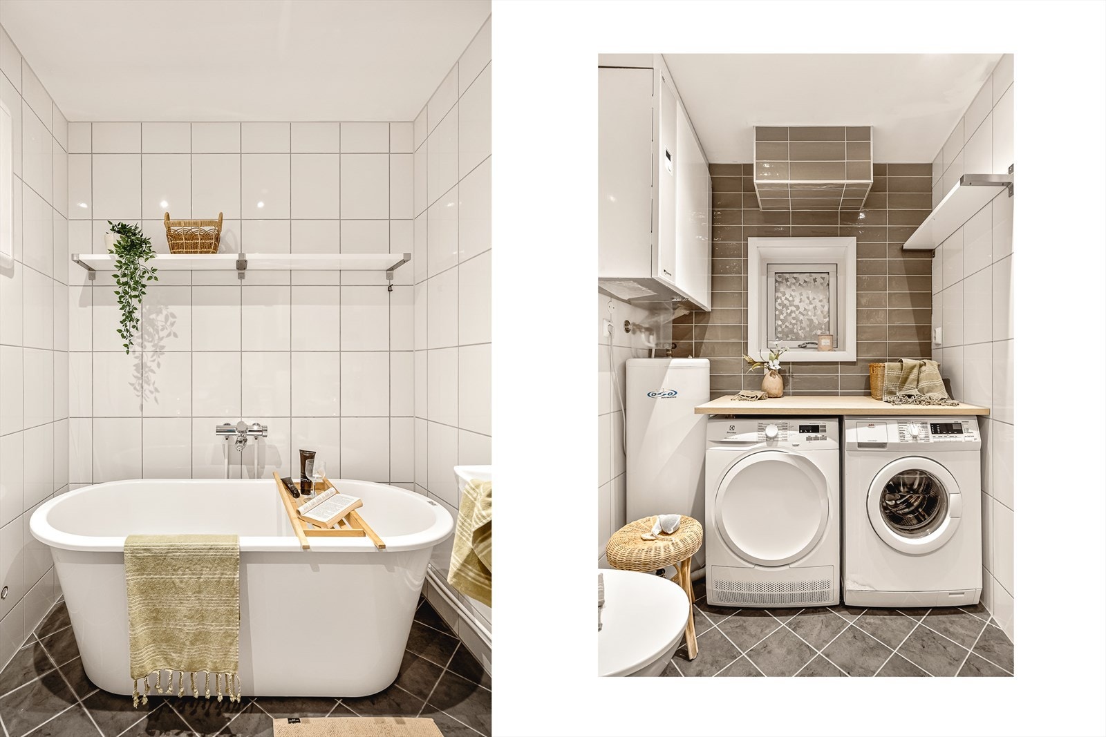 Dette fungerer også som vaskerom (vaskemaskin og tørketrommel medfølger). Herlig med dusj på det ene badet, og badekar (m/dusj) på det andre. Galleribilde