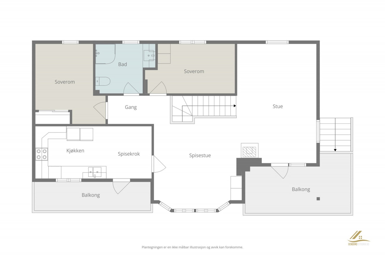 Plantegning hovedetasje. Galleribilde