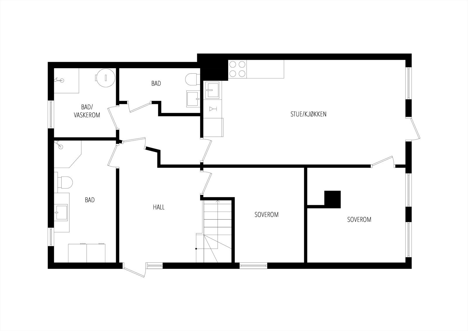 Plantegning 1. etasje Galleribilde
