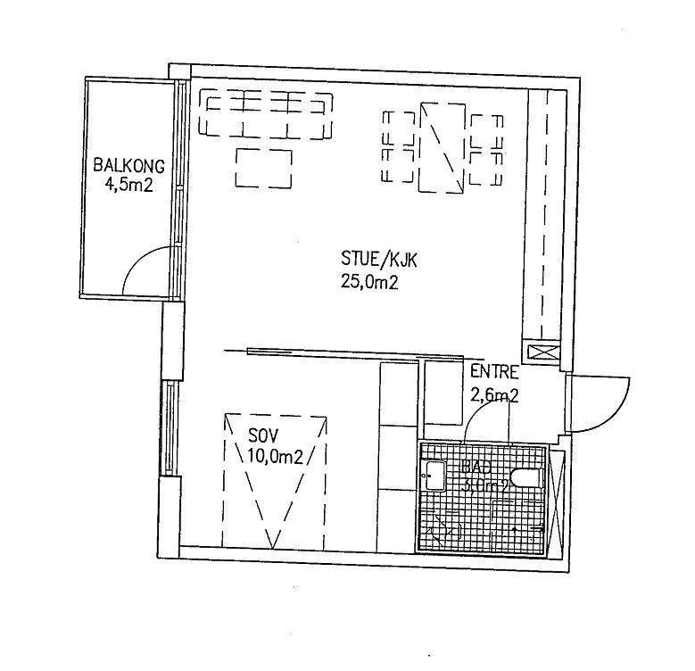 Leiligheten har en god planløsning med vestvendt balkong. Også tilgang til felles takterrasse. Galleribilde