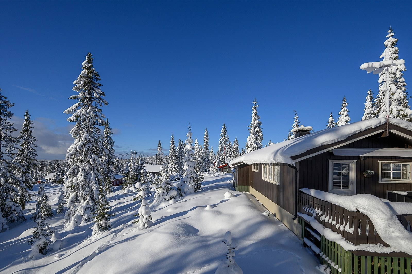 Det er terrasse på begge sider av hytta og fine muligheter til å nyte sola også til morgenkaffen. Galleribilde