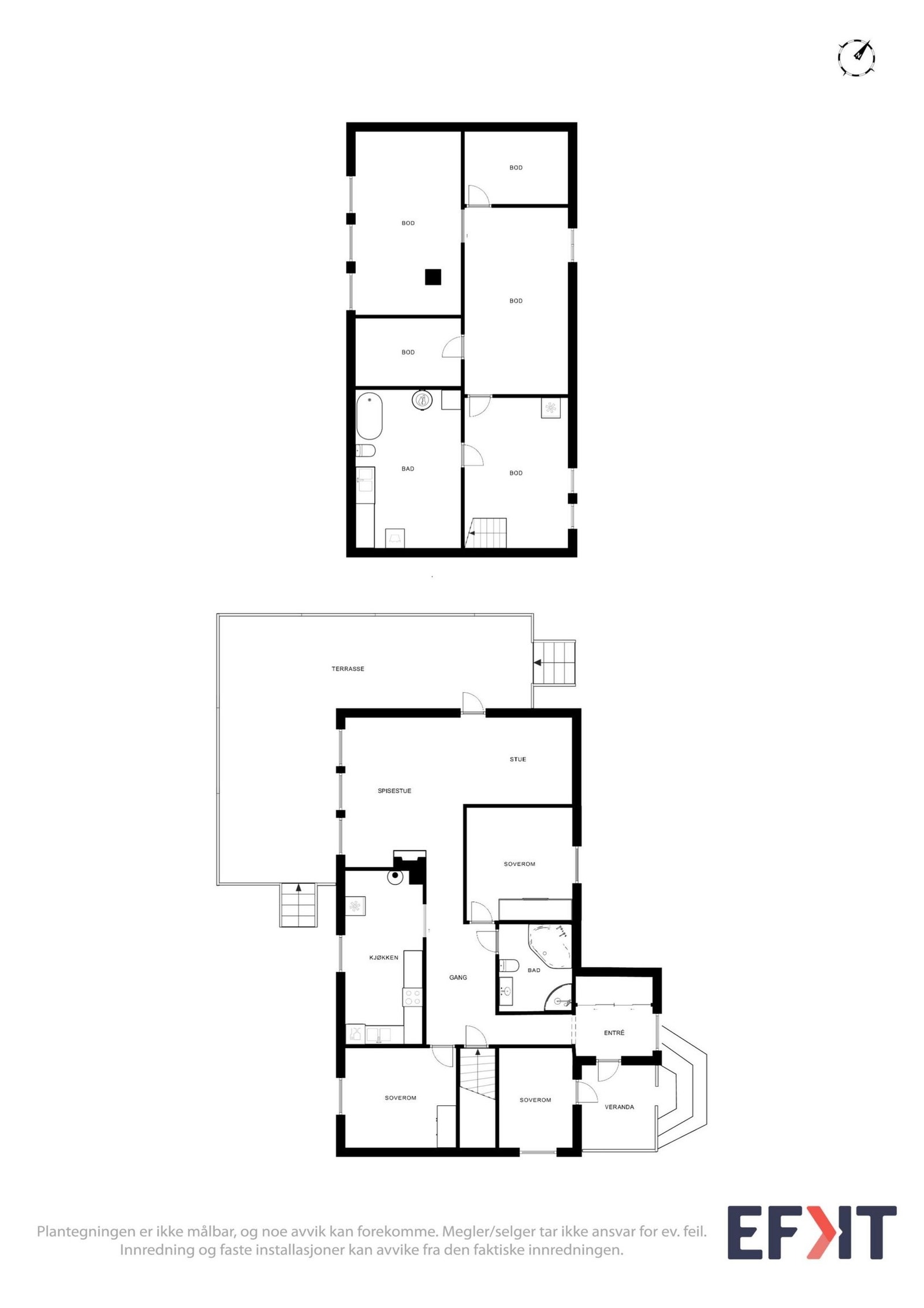 Plantegning kjeller og 1 etasje Galleribilde
