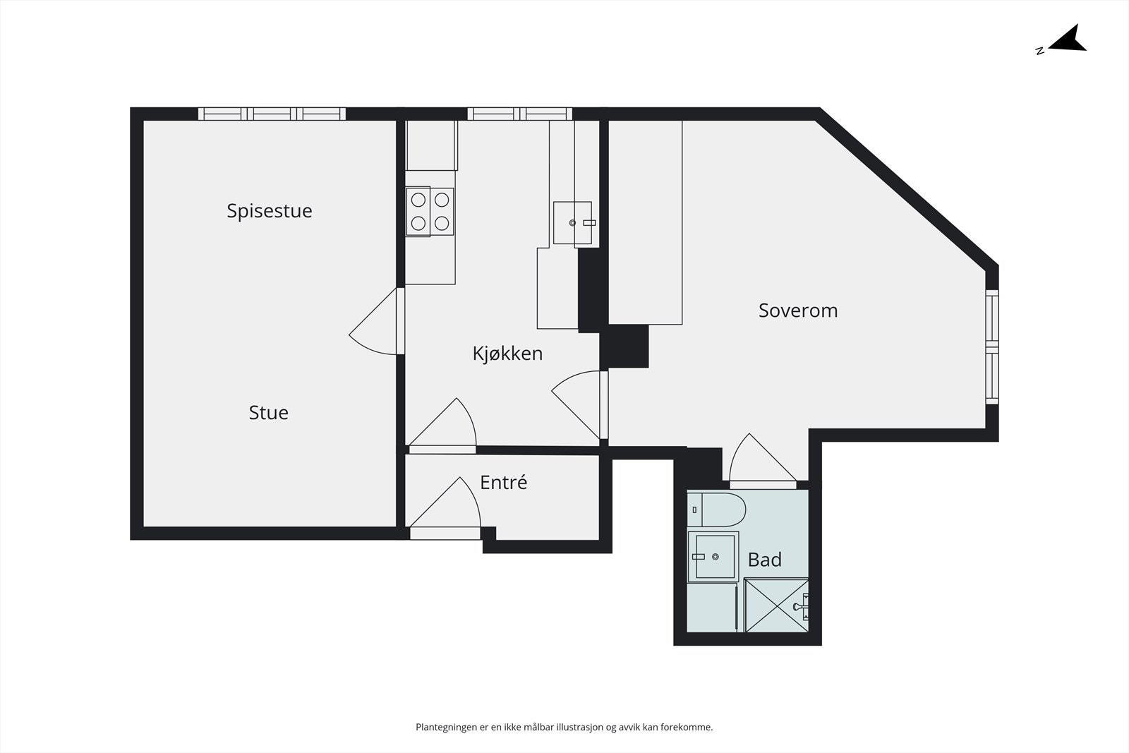Plantegning - Leiligheten ligger i en høy første etasje. Galleribilde