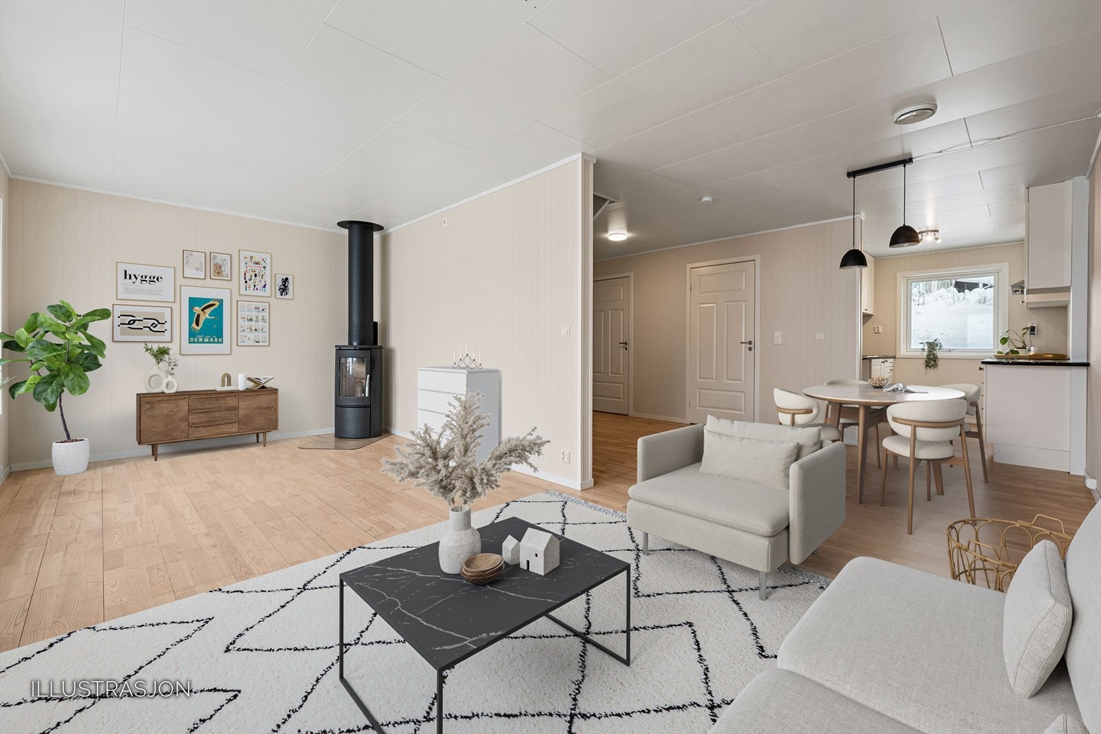 Boligen er nymalt innvendig i 2026. Galleribilde