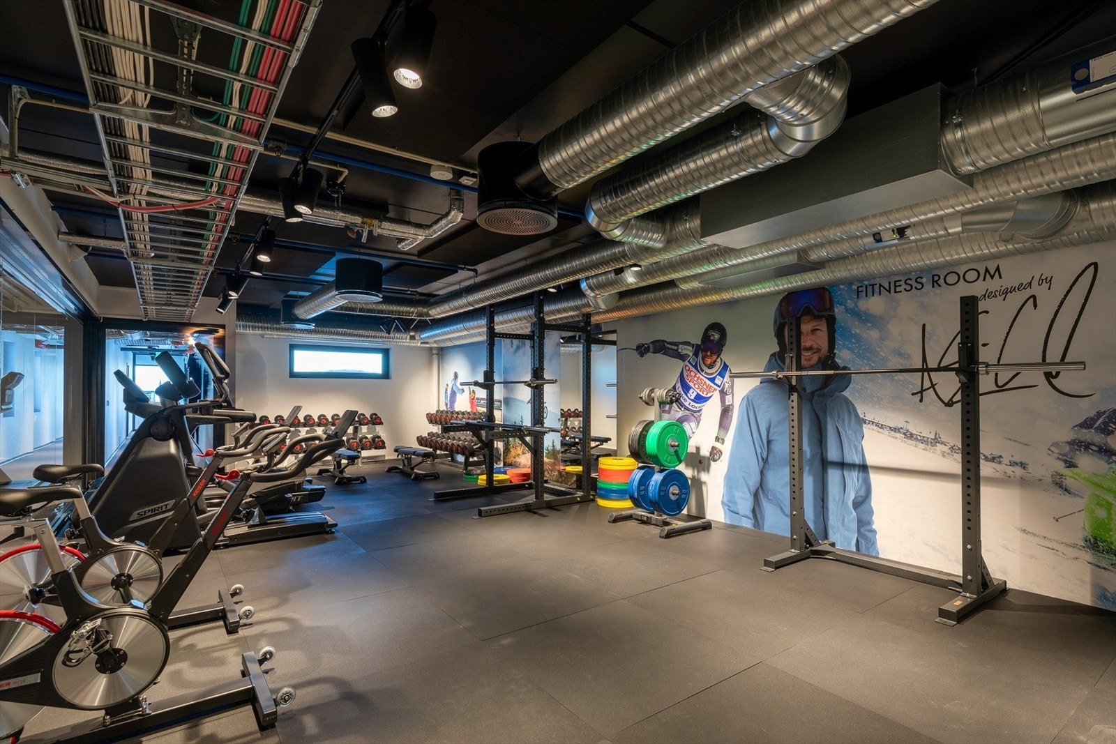 Beboere i Favn Chalet har adgang til et treningsrom spesialdesignet av Aksel Lund Svindal. Galleribilde