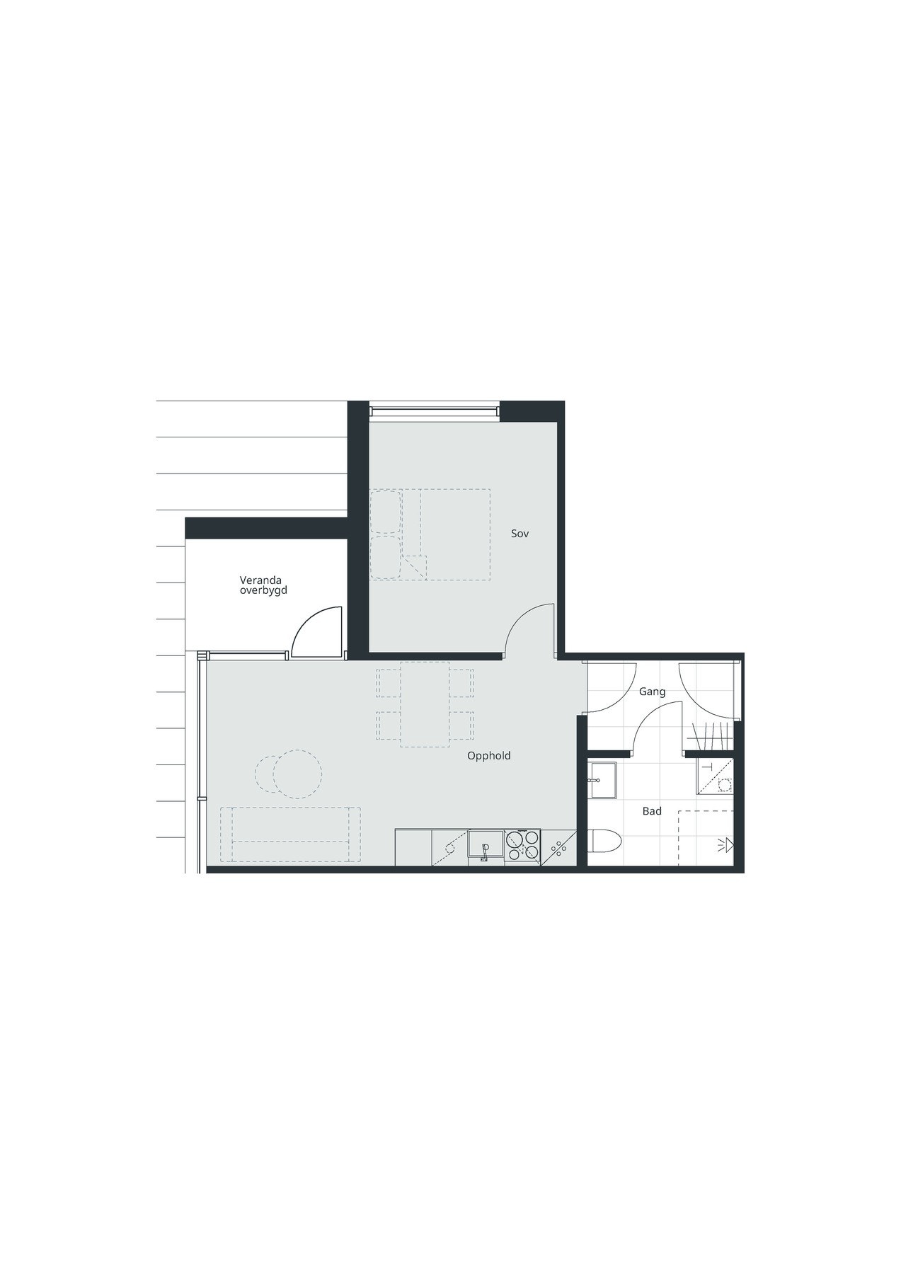 Leilighet 237 er en liten og komfortabel fritidsleilighet med alle bekvemmeligheter, beliggende i bygget Svarhetta i Tuv Hemsedal. Galleribilde
