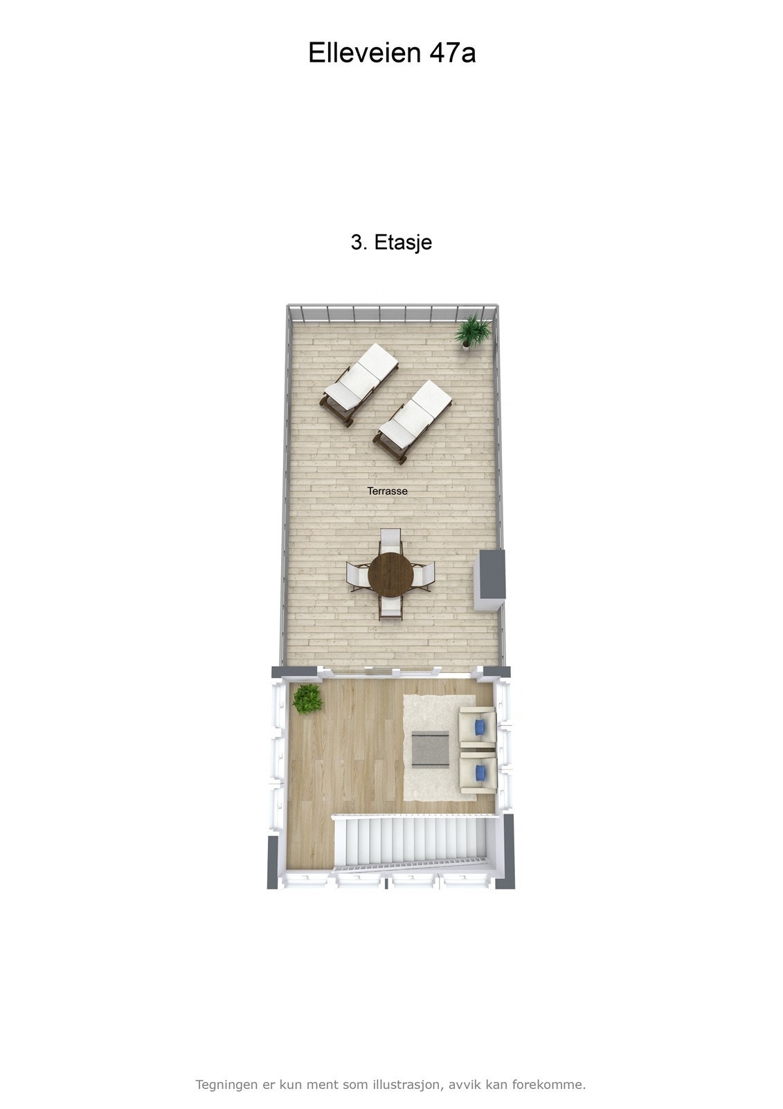 Illustrasjon 3D Elleveien 47a - 3. Etasje Galleribilde
