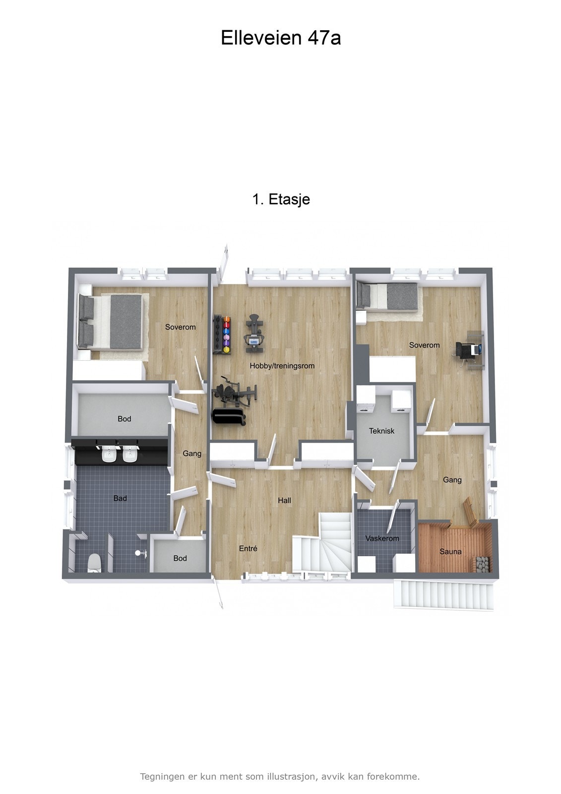 Illustrasjon 3D Elleveien 47a - 1. Etasje Galleribilde