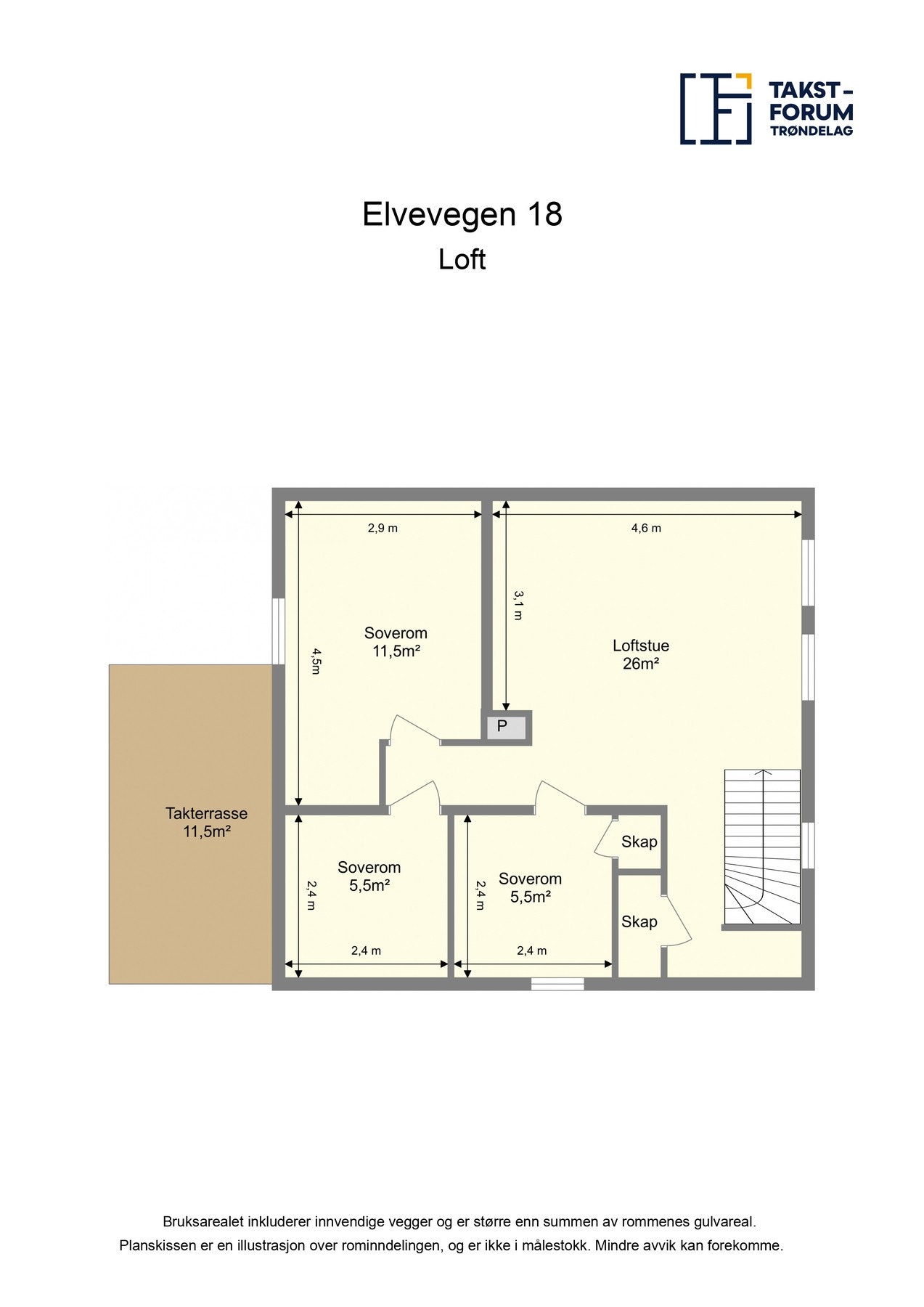 Plantegning loft. Galleribilde