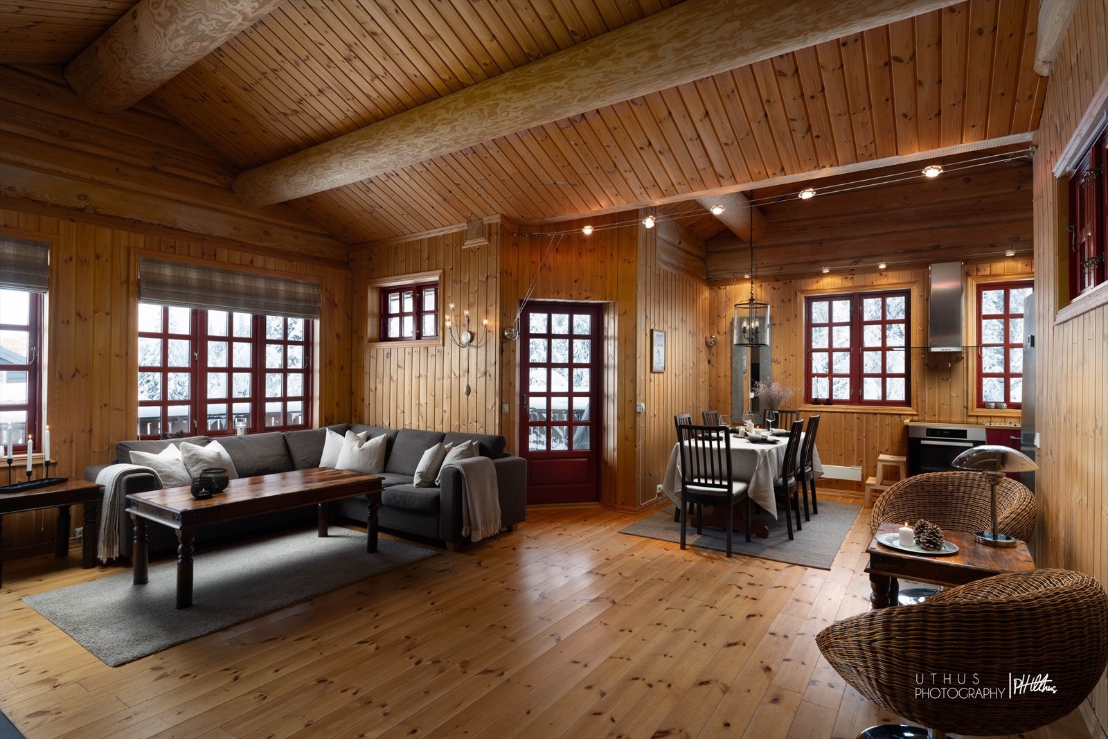 Trepanel på vegger og tak Galleribilde