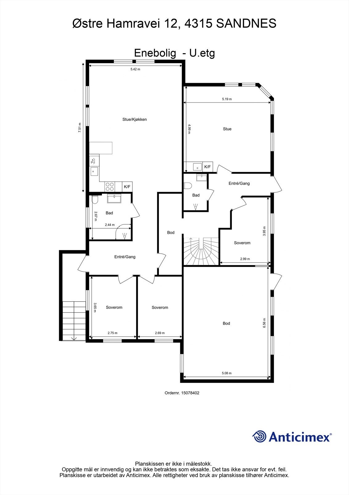 Underetasjen er innredet med en hoveddel og en separat utleiedel. Galleribilde