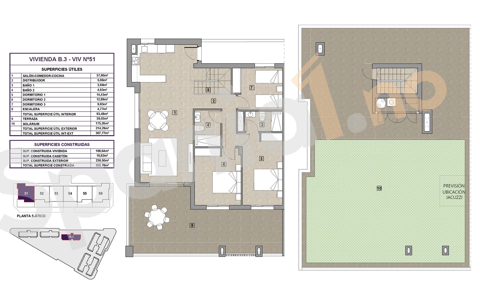 Plantegning hjørne penthouse Galleribilde
