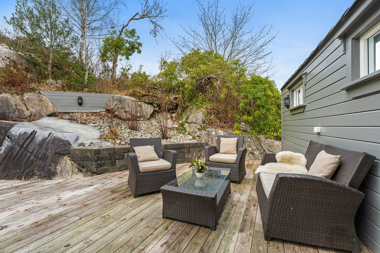 Skjermet uteområde på baksiden av leilgiheten Galleribilde