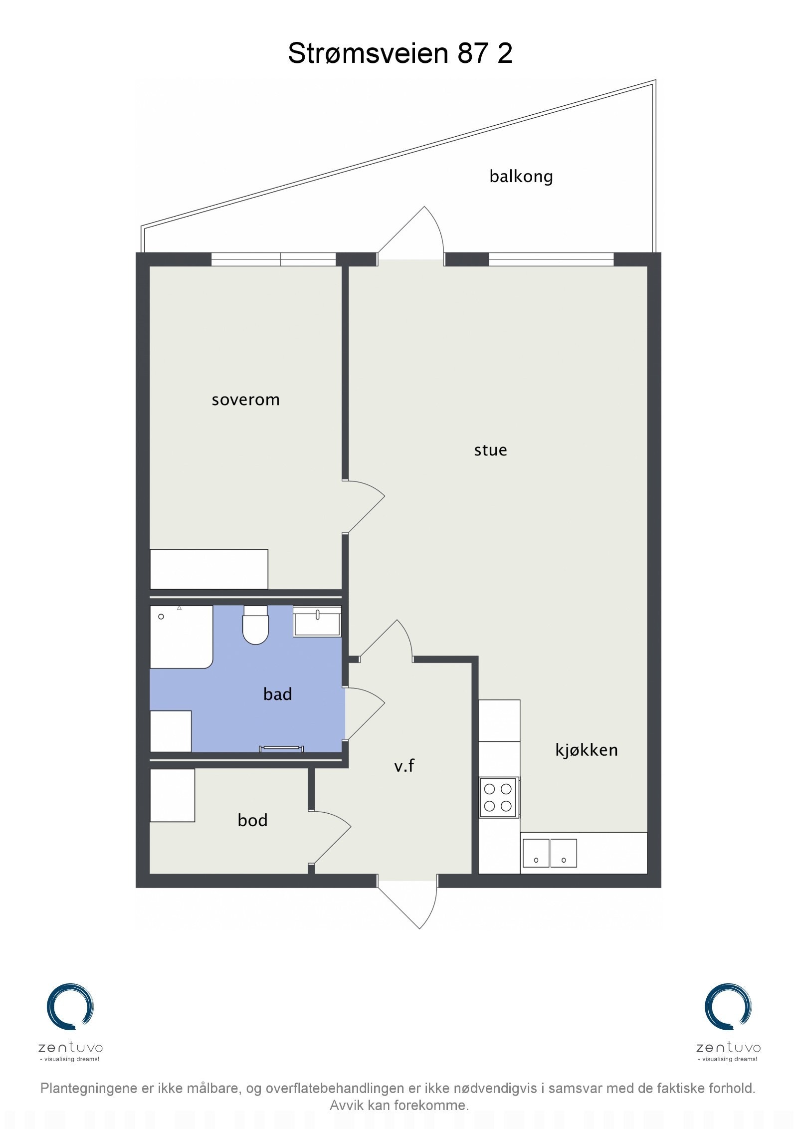 Plantegning fra lik leilighet i etasjen over. Galleribilde